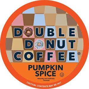 Double Donut Pumpkin Spice Coffee Pods, Single Serve Coffee for Keurig K Cups Machines, Medium Roast Pumpkin Coffee Pods, 24 Count