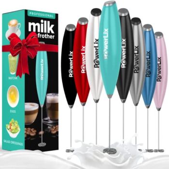 PowerLix Milk Frother No Stand Handheld Battery Operated Electric Foam Maker For Coffee, Latte, Cappuccino, Hot Chocolate, Durable Mini Drink Mixer With Stainless Steel Whisk (Aqua) | The Storepaperoomates Retail Market - Fast Affordable Shopping