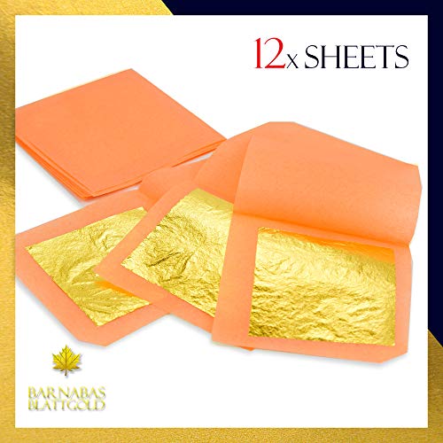 Genuine Edible Gold Leaf – 12 Sheets – Barnabas Gold – Professional Quality Gold Leaf – Loose Leaf for Cupcakes and Chocolate – 1.5 inches per Sheet – Book of 12 Sheets | The Storepaperoomates Retail Market - Fast Affordable Shopping