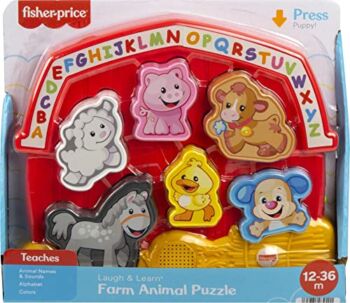 Fisher-Price Laugh & Learn Farm Animal Puzzle, electronic shape sorting toy with music and animal sounds , Red | The Storepaperoomates Retail Market - Fast Affordable Shopping