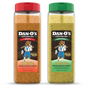 Dan-O’s Big Bottle Combo Pack – Original & Spicy Flavors | All Natural | Sugar Free | Keto | All Purpose Seasonings | Vegetable Seasoning | Meat Seasoning | Low Sodium Seasoning | Cooking Spices | 2 Pack (20 Ounce)