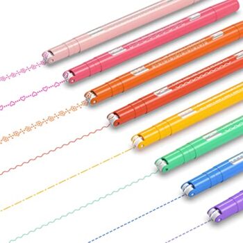 Aechy Colored Curve Pens for Note Taking, Dual Tip Markers with 5 Different Curve Shapes & 8 Colors Fine Lines, Cool Pens for Teenage Kids Writing Journaling Drawing Scrapbook Art Office(Rainbow) | The Storepaperoomates Retail Market - Fast Affordable Shopping