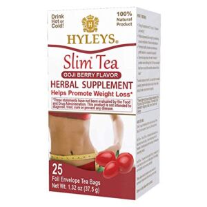 Hyleys Slim Tea Goji Berry Flavor – Weight Loss Herbal Supplement Cleanse and Detox – 25 Tea Bags (6 Pack)