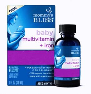 Mommy’s Bliss Baby Multivitamin + Iron, Daily Essential Vitamins for Immune Support, Healthy Growth & Bone Development*, Age 2 Months+, 30 ml