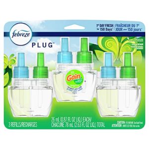 Febreze Plug in Air Fresheners, Gain Original Scent, Odor Eliminator for Strong Odors, Scented Oil Refill (3 Count)