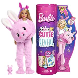 Barbie Doll Cutie Reveal Bunny Plush Costume Doll with 10 Surprises Pet, Color Change and Accessories Toys and Gifts for Kids