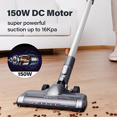 VEAVON P8PLUS Cordless Vacuum Cleaner, Lightweight Bagless Vacuum,16Kpa Powerful Suction, 40 Minutes Long Running Time, 4 in 1 Stick Vacuum,3 Crevice Tool for Hard Floors, for Home Pet Hair, Gray | The Storepaperoomates Retail Market - Fast Affordable Shopping