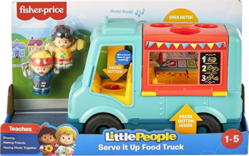 Fisher-Price Little People Toddler Toy Food Truck with Music Sounds and 2 Figures for Preschool Pretend Play, Serve It Up Food Truck​ | The Storepaperoomates Retail Market - Fast Affordable Shopping