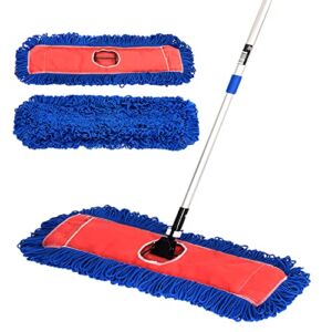 Alpine Industries Heavy Duty Microfiber Mop Set – Dry Mop for Dirt Dust for Clean Hardwood Floor, Office and Garage – Microfiber Floor Cleaner – Commercial Mop – Super Absorbent Industrial Mop (24 in)