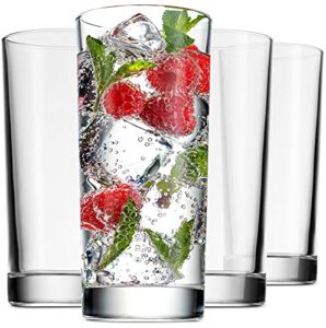 Godinger Highball Drinking Glasses, Italian Made Tall Glass Cups, Water Glasses, Cocktail Glasses – Made In Italy, 14oz, Set of 4