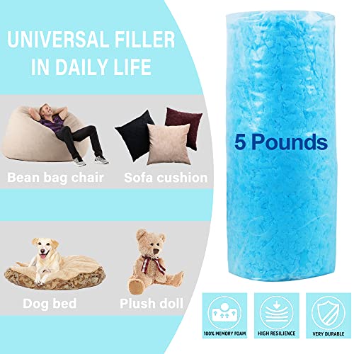 DR.DUDU 5lbs Shredded Memory Foam Filling for Bean Bag Filler, Soft and Convenient Pillow Stuffing Foam for Couch Cushion Dog Bed Chair Arts Crafts, Added Gel Particles | The Storepaperoomates Retail Market - Fast Affordable Shopping