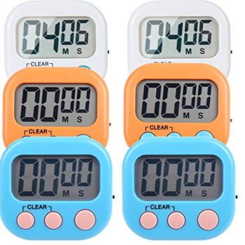 6 Pack Small Digital Kitchen Timer Magnetic Back and ON/Off Switch,Minute Second Count Up Countdown (Multicolored) | The Storepaperoomates Retail Market - Fast Affordable Shopping