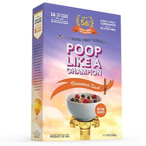 Low Carb Gluten Free High Fiber Cereal – Cinnamon Toast Flavor | Keto Friendly & Healthy Cereal | Poop Like a Champion Breakfast Essentials with Soluble Fiber, Insoluble Fiber & Psyllium Husk Powder
