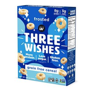 Protein and Gluten-Free Breakfast Cereal by Three Wishes – Frosted, 1 Pack – High Protein and Low Sugar Snack – Vegan, Kosher, Grain-Free and Dairy-Free – Non-GMO