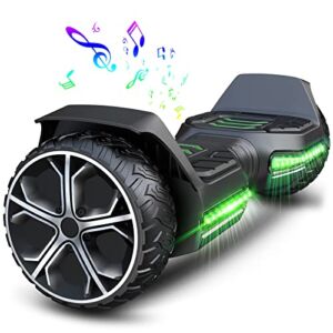 Gyroshoes All terrain Offroad Hoverboard, Electric Smart Self Balancing G5 Hoverboards with Bluetooth Speakers & LED Lights for Kids Adults UL2272 Certified-Black