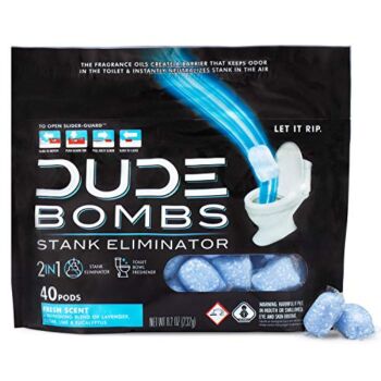 DUDE Bombs Toilet Stank Eliminator – 1 Pack, 40 Pods – Fresh Scent 2-in-1 Stank Eliminator + Toilet Bowl Freshener – Refreshing Blend of Lavender, Cedar, Lime, and Eucalyptus | The Storepaperoomates Retail Market - Fast Affordable Shopping