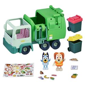Bluey Garbage Truck – 2.5″ Bluey and Bin Man poseable Figures with Playset, Multicolor
