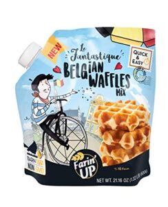 Le Fantastique Belgian Waffle Mix With Sugar Pearl. By Farin’UP, Non-GMO, just add milk & butter – 21.16 oz, Makes 16 Waffles