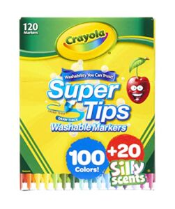 Crayola Super Tips Marker Set (120 Count), Washable And Scented Markers, Gifts for Kids Ages 3+ [Amazon Exclusive]