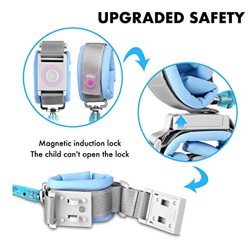 Anti Lost Wrist Link with Magnetic Induction Lock 2 Pack (4.92ft Pink+8.2ft Blue) Toddler Wrist Leash for Kids Child Safety Harness with Reflective Strip (Magnetic Unlock Design) | The Storepaperoomates Retail Market - Fast Affordable Shopping
