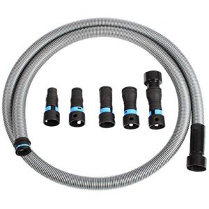 Cen-Tec Systems 94698 Quick Click 10 Ft. Hose for Home and Shop Vacuums with Expanded Multi-Brand Power Tool Adapter Set for Dust Collection, Silver