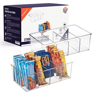 ClearSpace Plastic Pantry Organization and Storage Bins with Dividers – Perfect Kitchen Organization or Kitchen Storage – Fridge Organizer, Refrigerator Organizer Bins, Cabinet Organizers