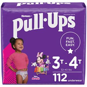 Pull-Ups Girls’ Potty Training Pants Training Underwear Size 5, 3T-4T, 112 Ct, One Month Supply