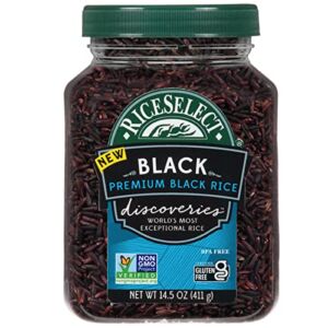 RiceSelect Discoveries Premium Black Rice, Whole Grain, Gluten-Free, Non-GMO, Vegan, 14.5-Ounce Jar