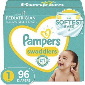 Diapers Newborn/Size 1 (8-14 lb), 96 Count – Pampers Swaddlers Disposable Baby Diapers, Super Pack (Packaging May Vary)