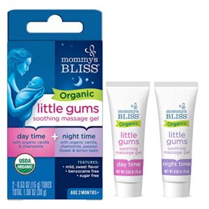 Mommy’s Bliss Organic Little Gums Soothing Massage Gel Day and Night Combo Helps with Tender Age Months + Sugar Free 2 – 0.53 Oz Tubes, mild, sweet flavor, 1 Count