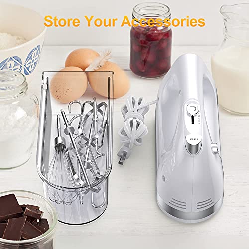 LILPARTNER Hand Mixer Electric, 400W Ultra Power Kitchen Mixer Handheld Mixer With 2×5 Speed + Storage Box + 5 Stainless Steel Accessories Food Mixer for Cream With Cord | The Storepaperoomates Retail Market - Fast Affordable Shopping