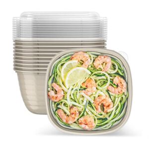 Bentgo Prep® – 1-Compartment Bowls with Custom Fit Lids – Reusable, Microwaveable, Durable BPA-Free, Freezer and Dishwasher Safe Meal Prep Food Storage Containers – 10 Bowls & 10 Lids (Champagne)