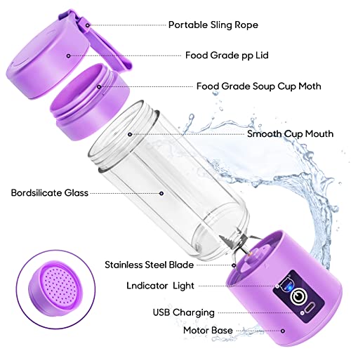 Portable Blender, MIAOKE Personal Mini Juice Blender, USB Rchargeable Juicer Cup with Six Blades in 3D, Smoothie Blender Home/Office/Outdoors | The Storepaperoomates Retail Market - Fast Affordable Shopping