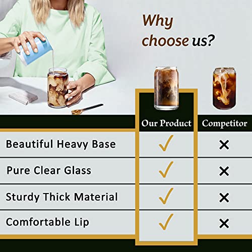 Drinking Glasses 6pc Set – Can Shaped Glass Cups, 16oz Iced Coffee Glasses, Iced Tea Glasses, Cute Tumbler Cup, Cocktail Glasses, Whiskey, Wine, Soda, Clear Water Cups, Beer Glasses, Cordial Glasses | The Storepaperoomates Retail Market - Fast Affordable Shopping