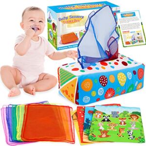 Aiduy Baby Toys 6 to 12 Months – Montessori Toys for Babies 6-12 Months – Infant Newborn Toddlers Sensory Toys Baby Magic Tissue Box for 1 Year Old Boys Girls Kids Early Learning Toys Baby Gifts