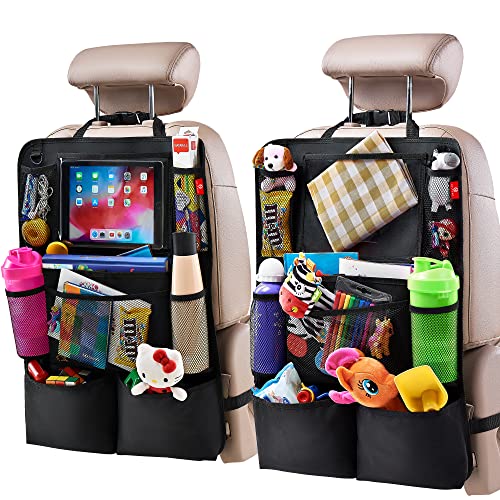 H Helteko Backseat Car Organizer, Kick Mats Back Seat Protector with Touch Screen Tablet Holder, Car Back Seat Organizer for Kids, Car Travel Accessories, Kick Mat with 9 Storage Pockets 2 Pack | The Storepaperoomates Retail Market - Fast Affordable Shopping