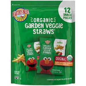Earth’s Best Organic Sesame Street Toddler Snacks, Garden Veggie Straws Multipack, 0.5 Oz, 12 Count