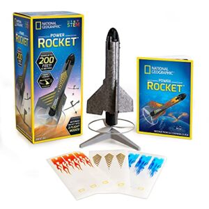 NATIONAL GEOGRAPHIC Rocket Launcher for Kids – Patent-Pending Motorized, Self-Launching Air Rocket Toy, Launch up to 200 ft. with Safe Landing, an Innovation in Kids Outdoor Toys & Model Rockets