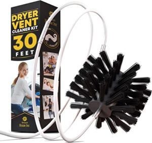 Dryer Vent Cleaner Kit -(30-Feet) Innovative Lint Remover Reusable Strong Nylon| Flexible Lint Brush with Drill Attachment for Faster Cleaning – NO-Risk 100-DAY Warranty