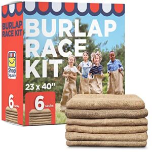 Large Burlap Potato Sack Race Bags, 23×40″ Burlap Bags, Outdoor Lawn Games for Kids & Adults -Fun for 4th of July BBQ, Picnic, Block Party, Family Reunion, Birthday Party, Halloween, Easter – Set of 6