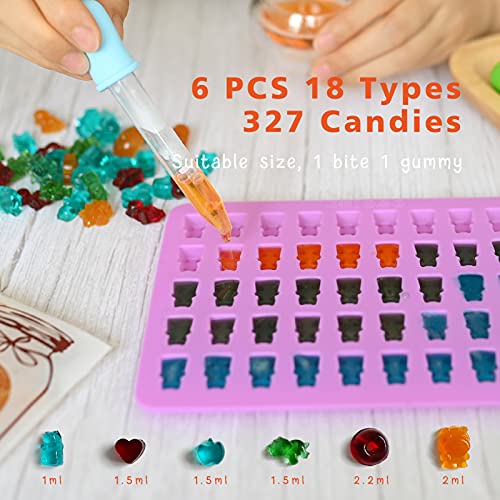 Gummy Molds Bear Candy Silicone 32PCS SET, 18 Shapes for 327 Candies, With 4 Droppers, Clean Brush, Storage Box, 20 Bags, Including Love Dinosaur Mini Donut Fruit Animals Shaped Nostick Jello Fun Mold | The Storepaperoomates Retail Market - Fast Affordable Shopping