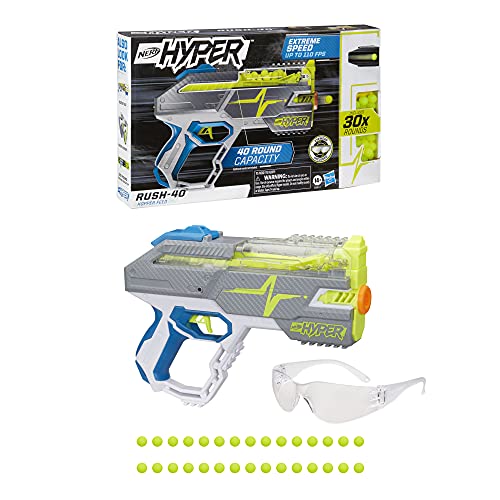 NERF Hyper Rush-40 Pump-Action Blaster, 30 Hyper Rounds, Eyewear, Up to 110 FPS Velocity, Easy Reload, Holds Up to 40 Rounds | The Storepaperoomates Retail Market - Fast Affordable Shopping