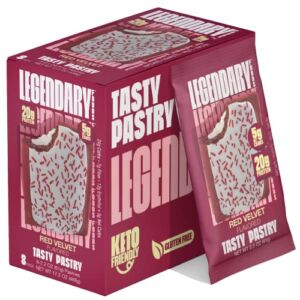 Legendary Foods 20 gr Protein Bar Alternative Tasty Pastry | Low Carb gluten free | Keto Friendly | No Sugar Added | High Protein Snacks | On-The-Go Breakfast | Keto Food – Red Velvet (8-Pack)