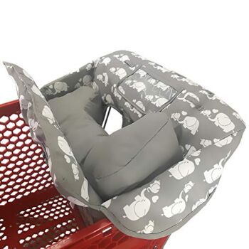 Soft Pillow Attached 2-in-1 Shopping Cart and High Chair Cover for Baby~Padded~Fold’n Roll Style~Portable with Free Carry Bag (Elephant) | The Storepaperoomates Retail Market - Fast Affordable Shopping