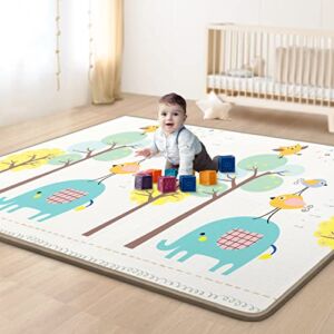 WAYPLUS Baby Play Mat, Extra Large & Thicked Reversible Folding Baby Playmat for Floor, Durable Wipe Clean Waterproof XPE Foam with Edge Reinforcement Play Mat, Anti Slip Soft Crawling Mat