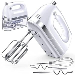 LILPARTNER Hand Mixer Electric, 400W Ultra Power Kitchen Mixer Handheld Mixer With 2×5 Speed + Storage Box + 5 Stainless Steel Accessories Food Mixer for Cream With Cord