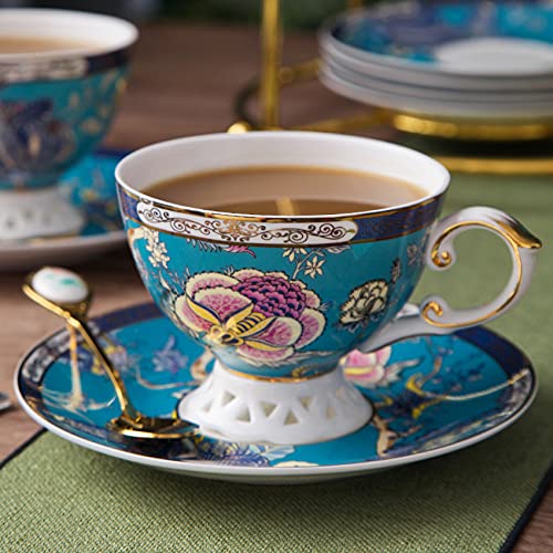 ACMLIFE Bone China Coffee Tea Sets, 21-Piece Porcelain Tea Cup Set, Tea Cup and Saucer Set Service for 6 with 34 Ounces Teapot,Sugar Bowl,Creamer Pitcher and Teaspoons | The Storepaperoomates Retail Market - Fast Affordable Shopping