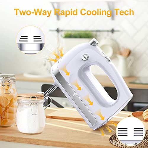 LILPARTNER Hand Mixer Electric, 400W Ultra Power Kitchen Mixer Handheld Mixer With 2×5 Speed + Storage Box + 5 Stainless Steel Accessories Food Mixer for Cream With Cord | The Storepaperoomates Retail Market - Fast Affordable Shopping
