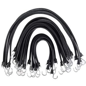 XSTRAP STANDARD Multiple Size Natural Rubber Tarp Bungee Straps Tie Down Cords with S Hooks Heavy Duty Ideal for Securing Tarps – 20 Pack