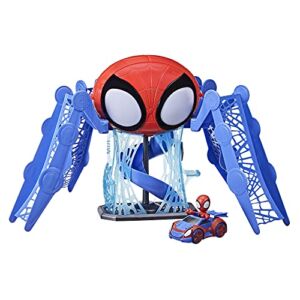 Marvel Spidey and His Amazing Friends Web-Quarters Playset with Lights and Sounds, Includes Spidey Action Figure and Toy Car, for Kids Ages 3 and Up,F1461